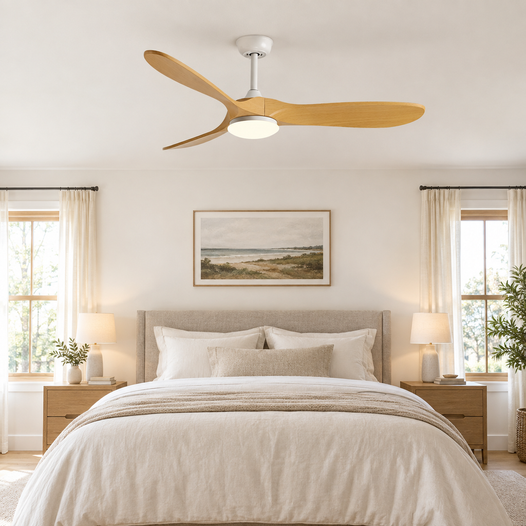 36-60 Inch Ceiling Fan Industrial Vintage ABS Ventilator with LED Light and Remote Control Decorative Blower Retro Large Fans - Chambre