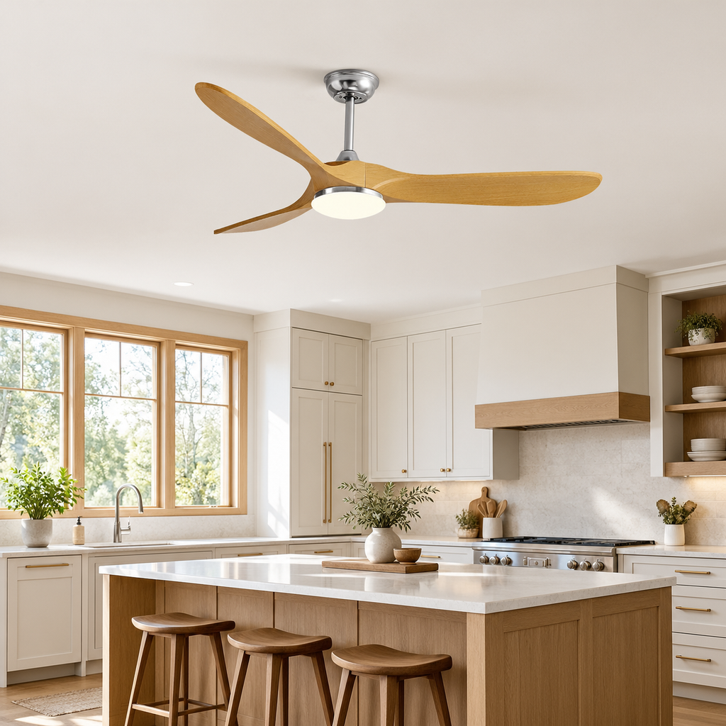 36-60 Inch Ceiling Fan Industrial Vintage ABS Ventilator with LED Light and Remote Control Decorative Blower Retro Large Fans - Cuisine