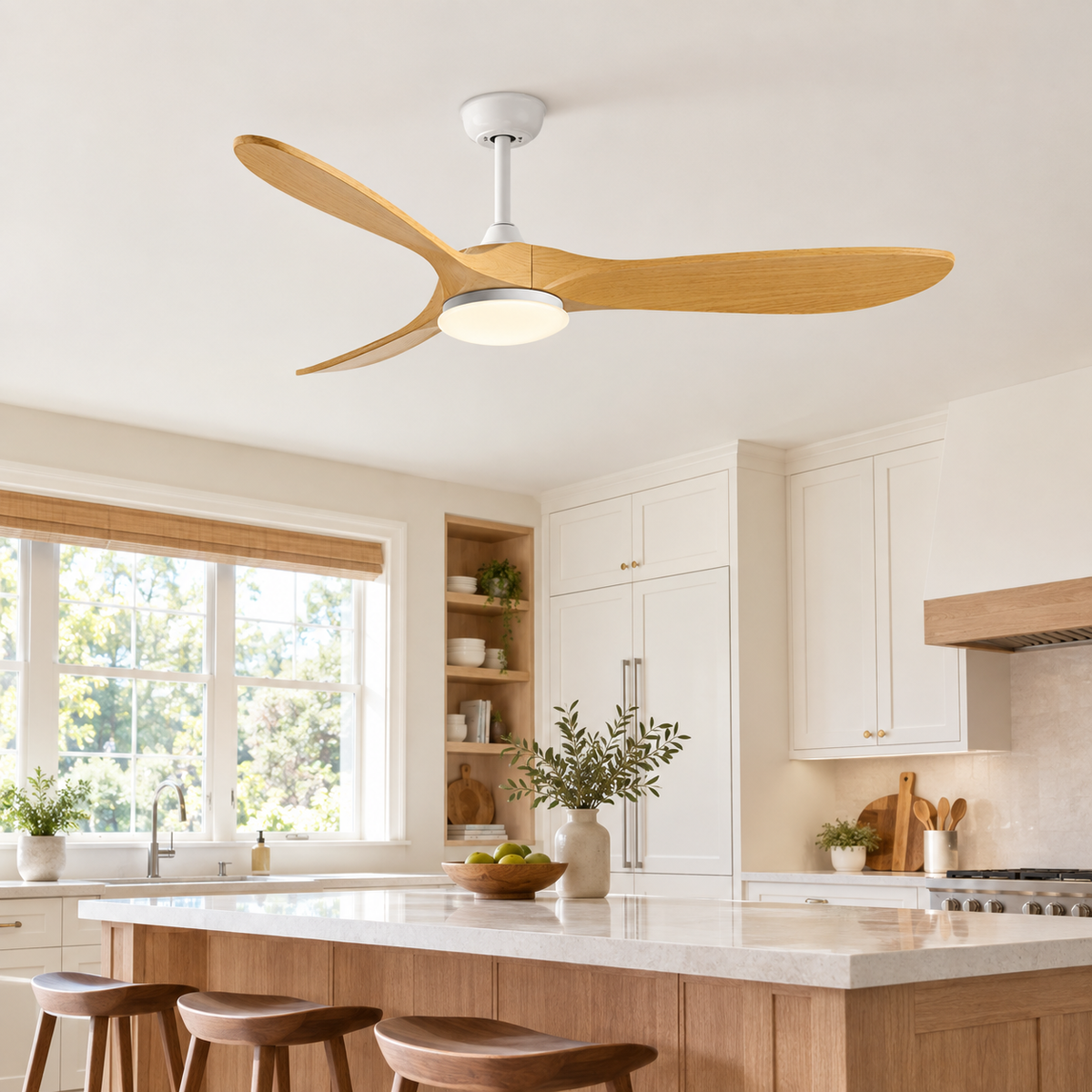 36-60 Inch Ceiling Fan Industrial Vintage ABS Ventilator with LED Light and Remote Control Decorative Blower Retro Large Fans - Cuisine