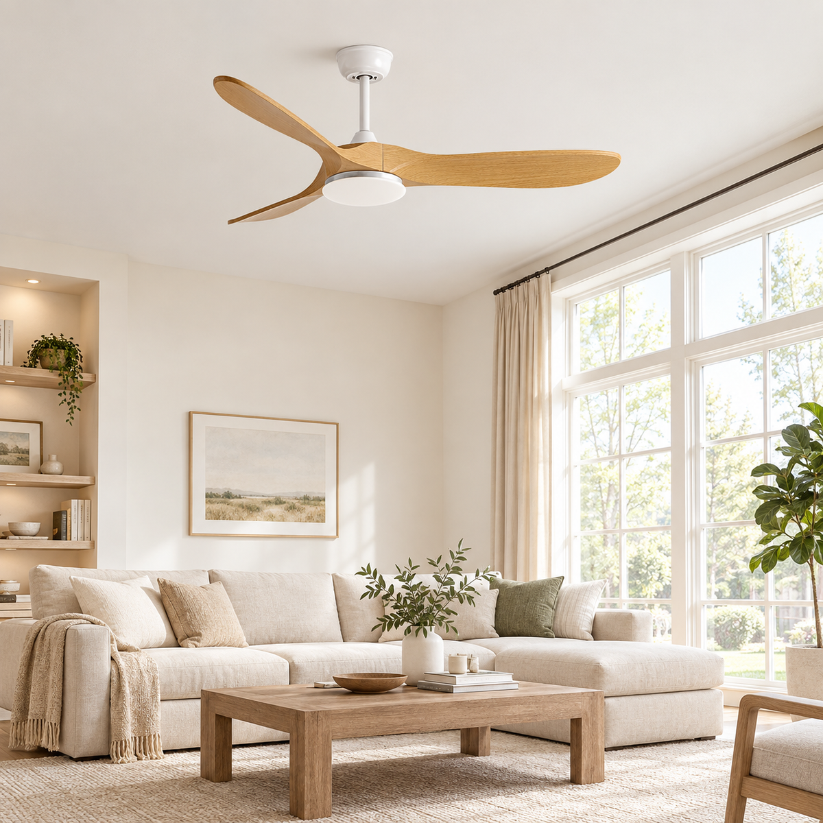 36-60 Inch Ceiling Fan Industrial Vintage ABS Ventilator with LED Light and Remote Control Decorative Blower Retro Large Fans - Image 1 Image