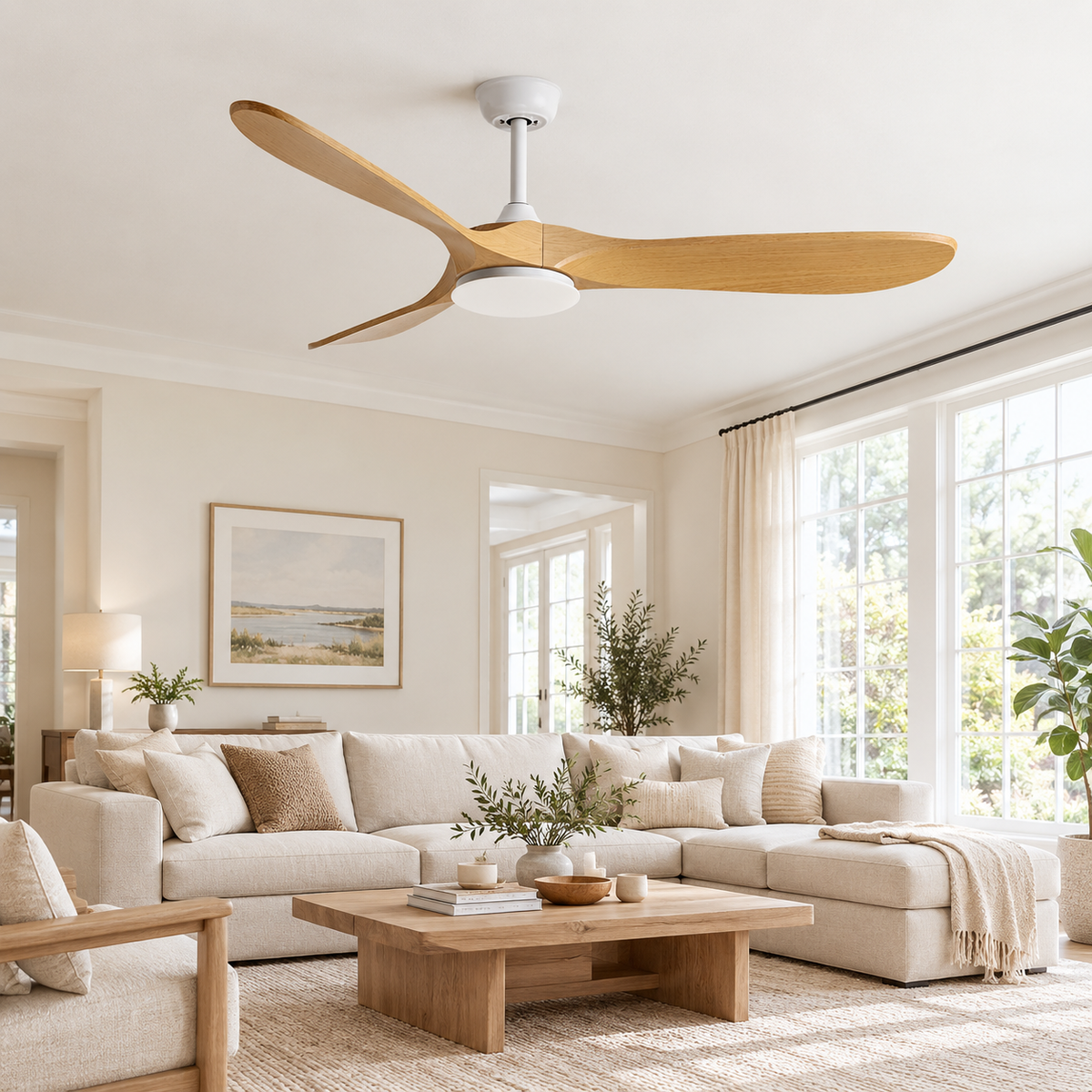 36-60 Inch Ceiling Fan Industrial Vintage ABS Ventilator with LED Light and Remote Control Decorative Blower Retro Large Fans - Image 1 Image