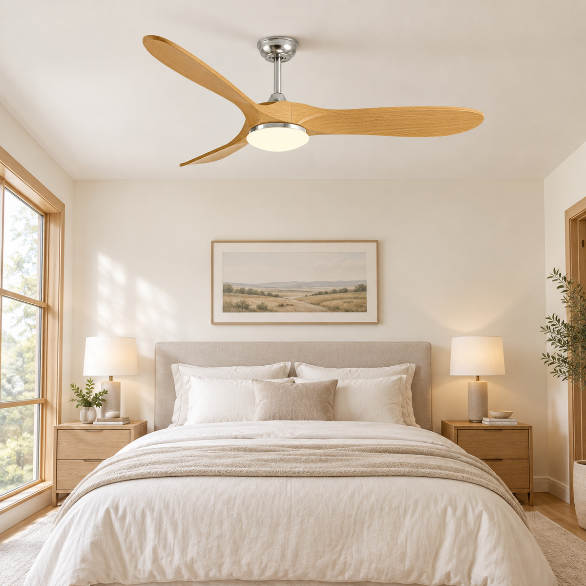 36-60 Inch Ceiling Fan Industrial Vintage ABS Ventilator with LED Light and Remote Control Decorative Blower Retro Large Fans - Chambre