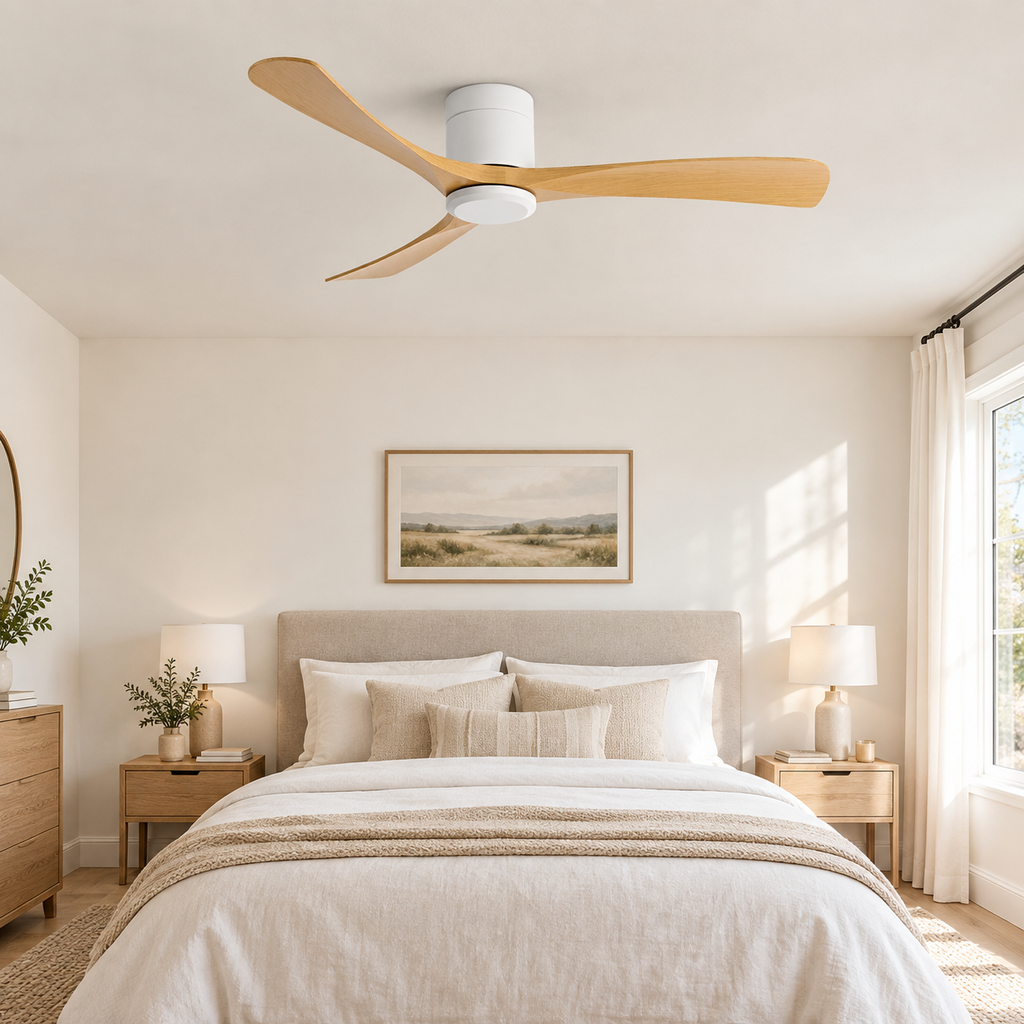 38/52/56 inch Low Floor DC Motor Ceiling Fan with Remote Control 3 Blades Quiet for Living Room Bedroom Coffee Shop Hotel Office - Chambre