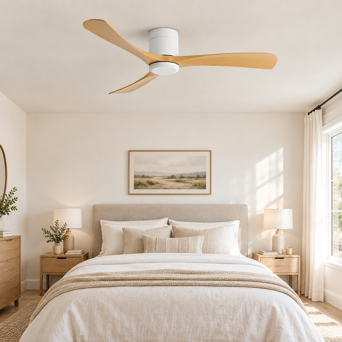 38/52/56 inch Low Floor DC Motor Ceiling Fan with Remote Control 3 Blades Quiet for Living Room Bedroom Coffee Shop Hotel Office - Chambre
