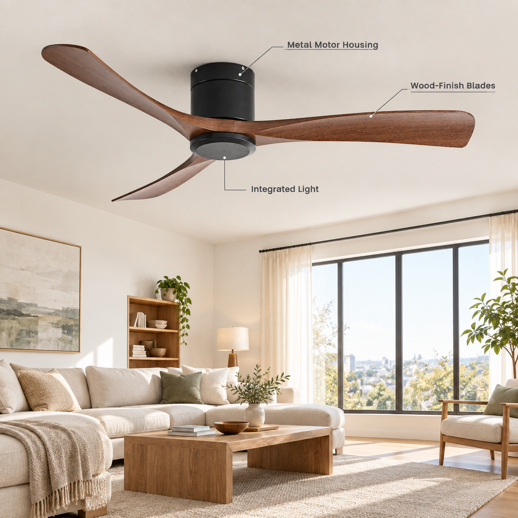38/52/56 inch Low Floor DC Motor Ceiling Fan with Remote Control 3 Blades Quiet for Living Room Bedroom Coffee Shop Hotel Office - Specs