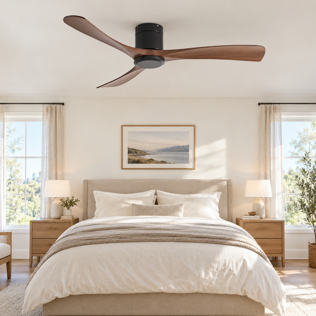 38/52/56 inch Low Floor DC Motor Ceiling Fan with Remote Control 3 Blades Quiet for Living Room Bedroom Coffee Shop Hotel Office - Chambre