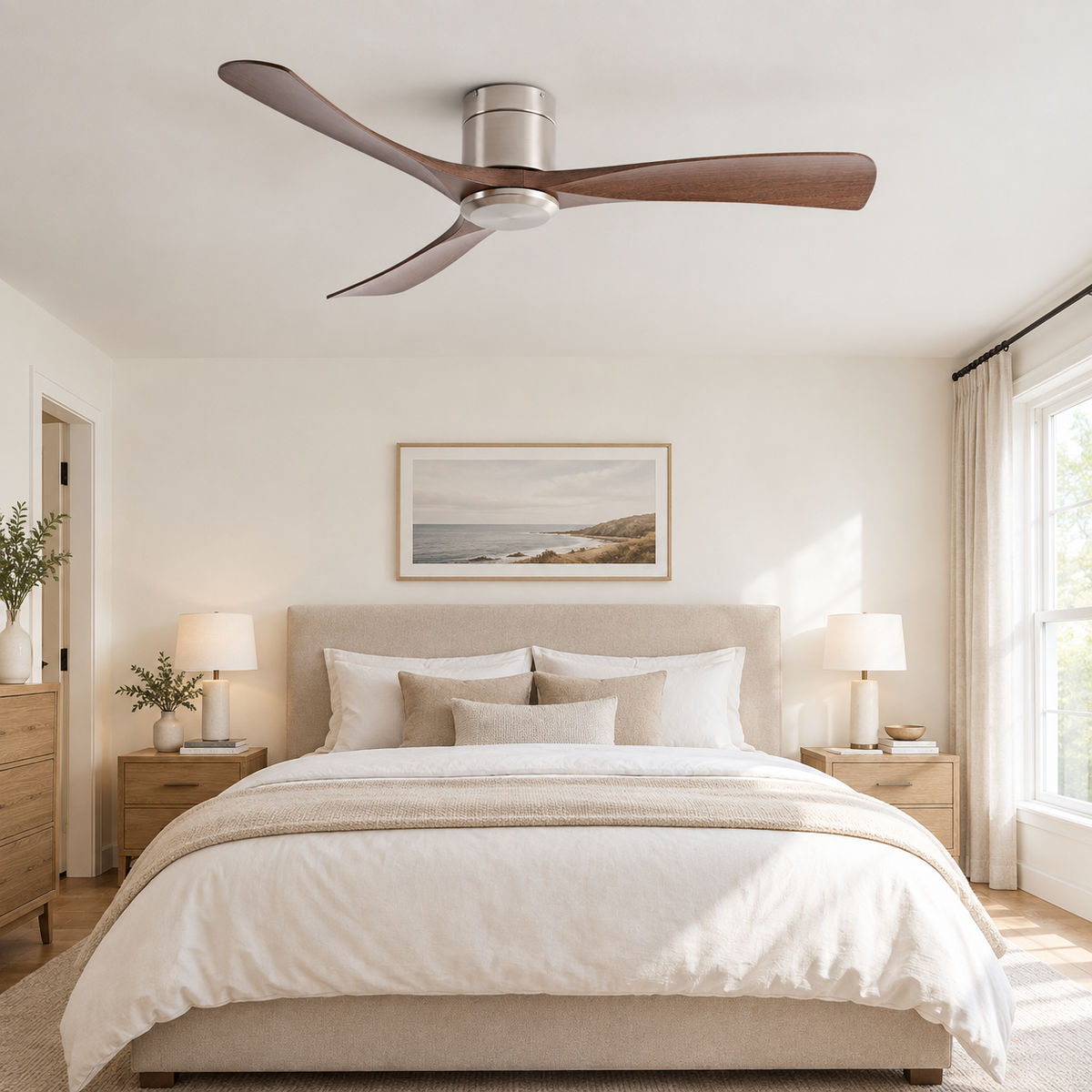 38/52/56 inch Low Floor DC Motor Ceiling Fan with Remote Control 3 Blades Quiet for Living Room Bedroom Coffee Shop Hotel Office - Chambre