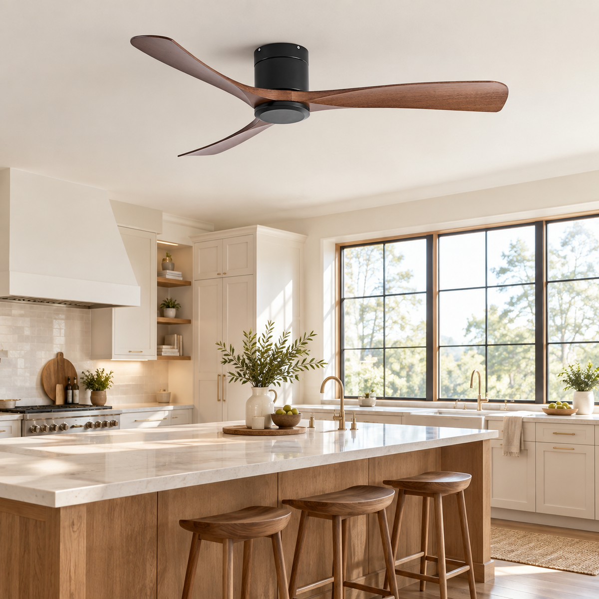 38/52/56 inch Low Floor DC Motor Ceiling Fan with Remote Control 3 Blades Quiet for Living Room Bedroom Coffee Shop Hotel Office - Cuisine