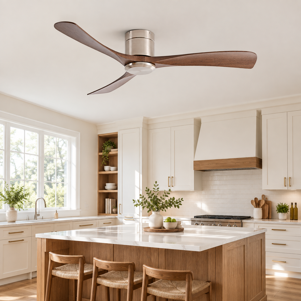 38/52/56 inch Low Floor DC Motor Ceiling Fan with Remote Control 3 Blades Quiet for Living Room Bedroom Coffee Shop Hotel Office - Cuisine