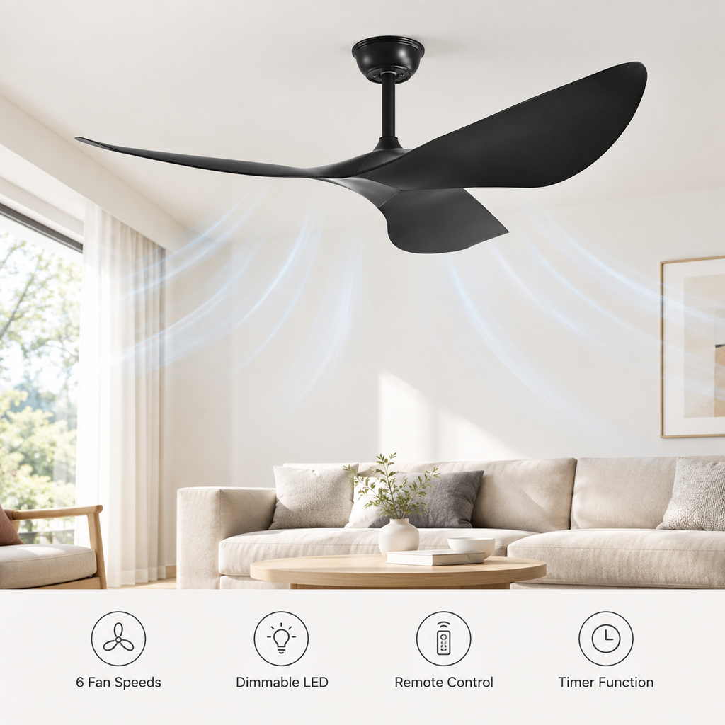 38/52 Inch Ceiling Fan Living Room Restaurant Americans Modern Office Without Light DC Remote Control Electric Fan 110V 220V - Fonctionnalitées