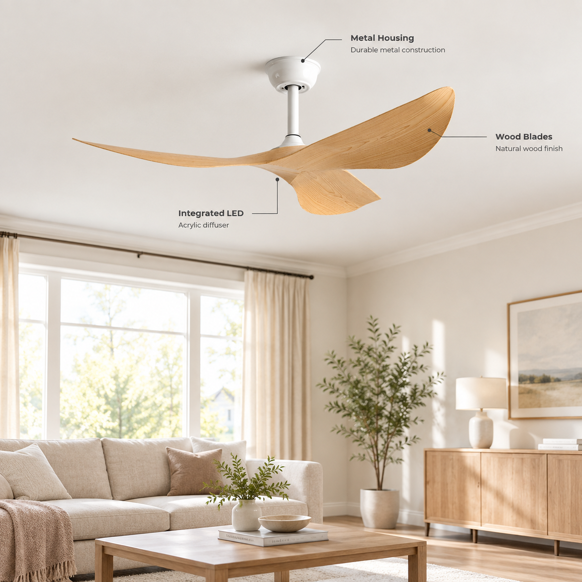 38/52 Inch Ceiling Fan Living Room Restaurant Americans Modern Office Without Light DC Remote Control Electric Fan 110V 220V - Specs