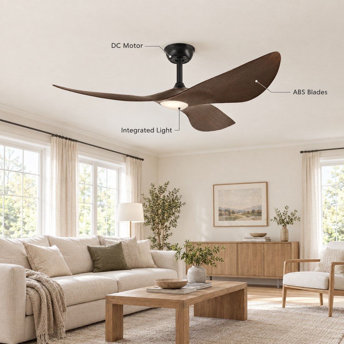 38/52 Inch Ceiling Fan Living Room Restaurant Americans Modern Office Without Light DC Remote Control Electric Fan 110V 220V - Specs