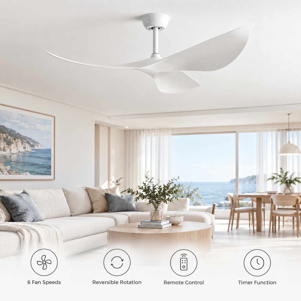 38/52 Inch Ceiling Fan Living Room Restaurant Americans Modern Office Without Light DC Remote Control Electric Fan 110V 220V - Fonctionnalitées