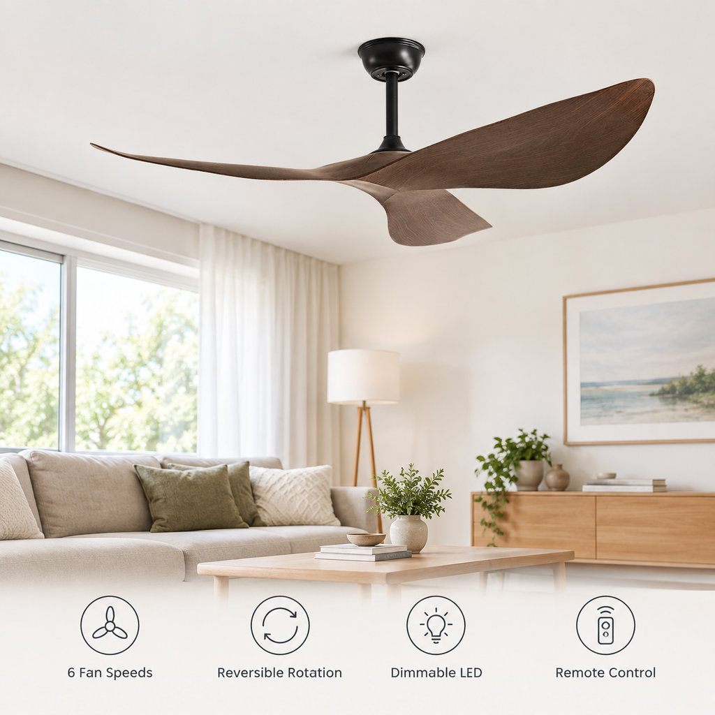 38/52 Inch Ceiling Fan Living Room Restaurant Americans Modern Office Without Light DC Remote Control Electric Fan 110V 220V - Fonctionnalitées