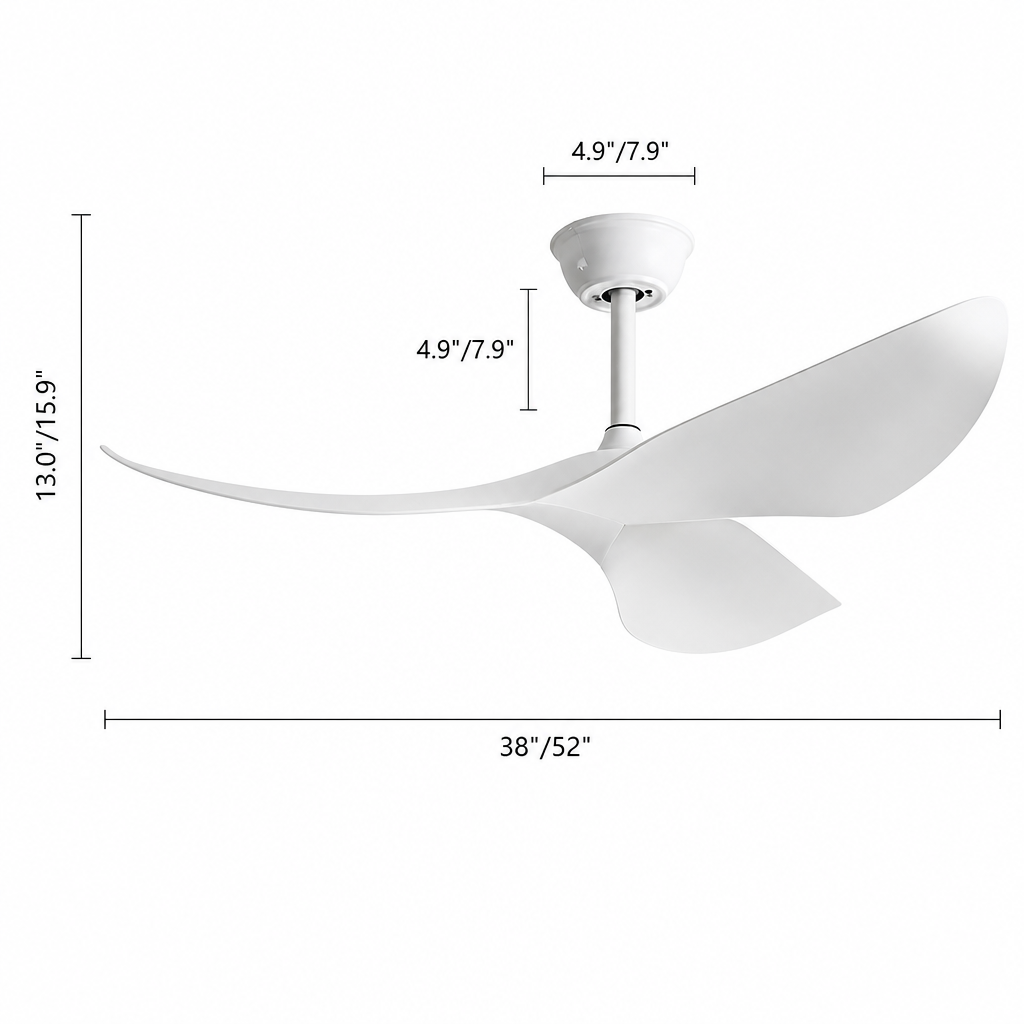 38/52 Inch Ceiling Fan Living Room Restaurant Americans Modern Office Without Light DC Remote Control Electric Fan 110V 220V - Dimensions