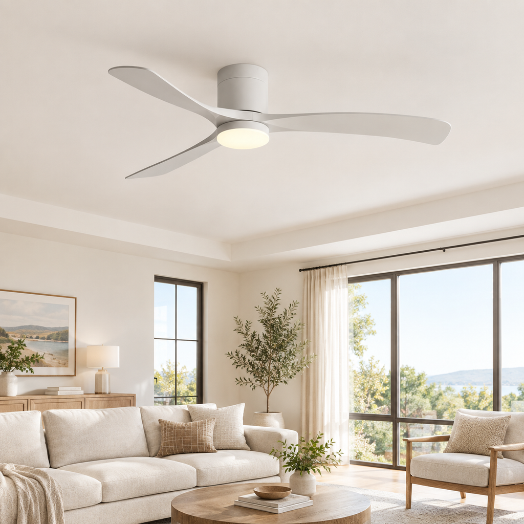 38/56inch Low Floor Ceiling Fan Light 3 Blades DC Motor Remote Control LED Lights for Restaurant Coffee Shop Home Hotel Office - Salon