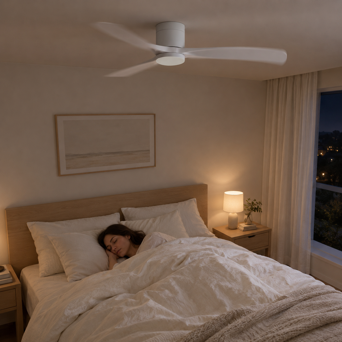 38/56inch Low Floor Ceiling Fan Light 3 Blades DC Motor Remote Control LED Lights for Restaurant Coffee Shop Home Hotel Office - Image 2 Image