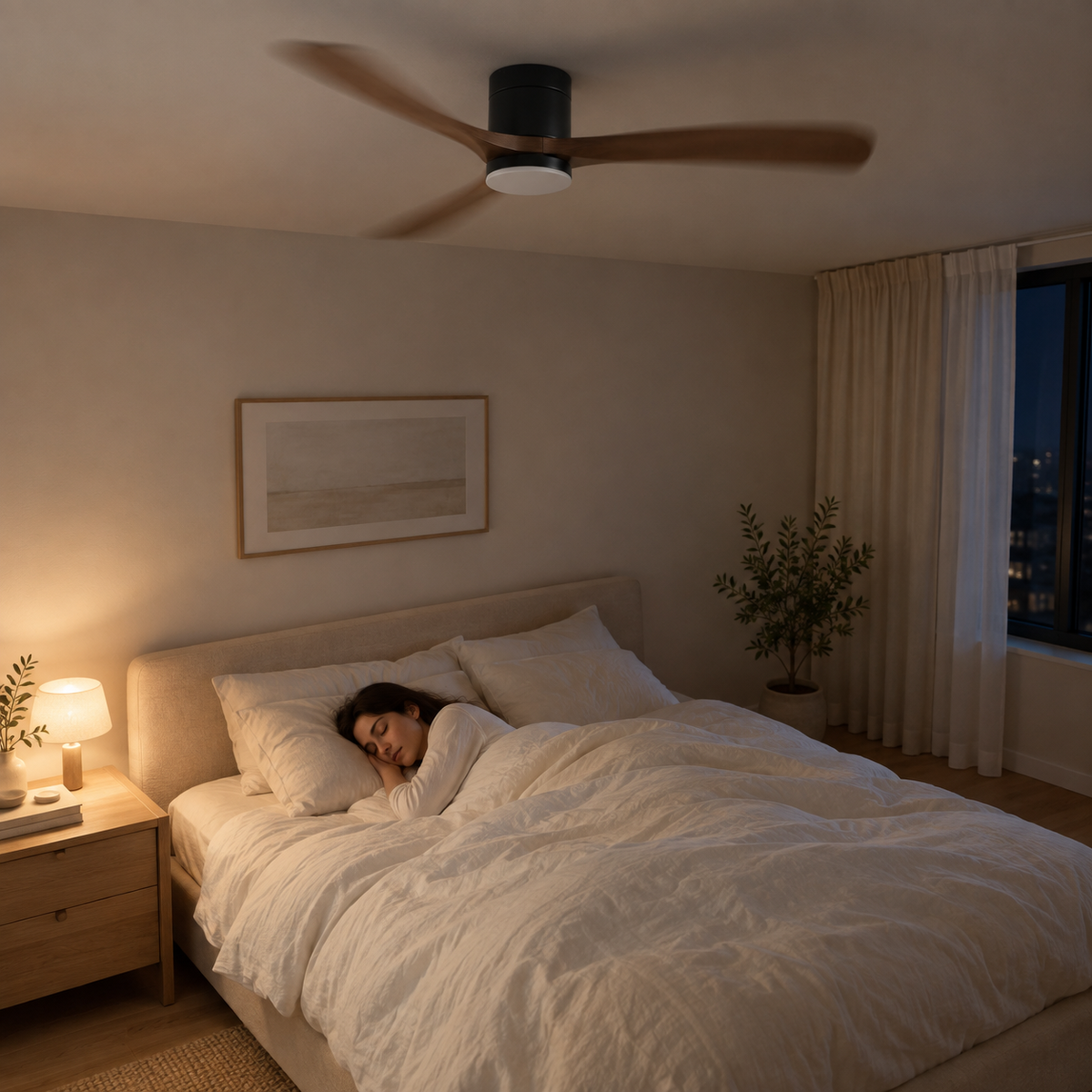 38/56inch Low Floor Ceiling Fan Light 3 Blades DC Motor Remote Control LED Lights for Restaurant Coffee Shop Home Hotel Office - Image 2 Image