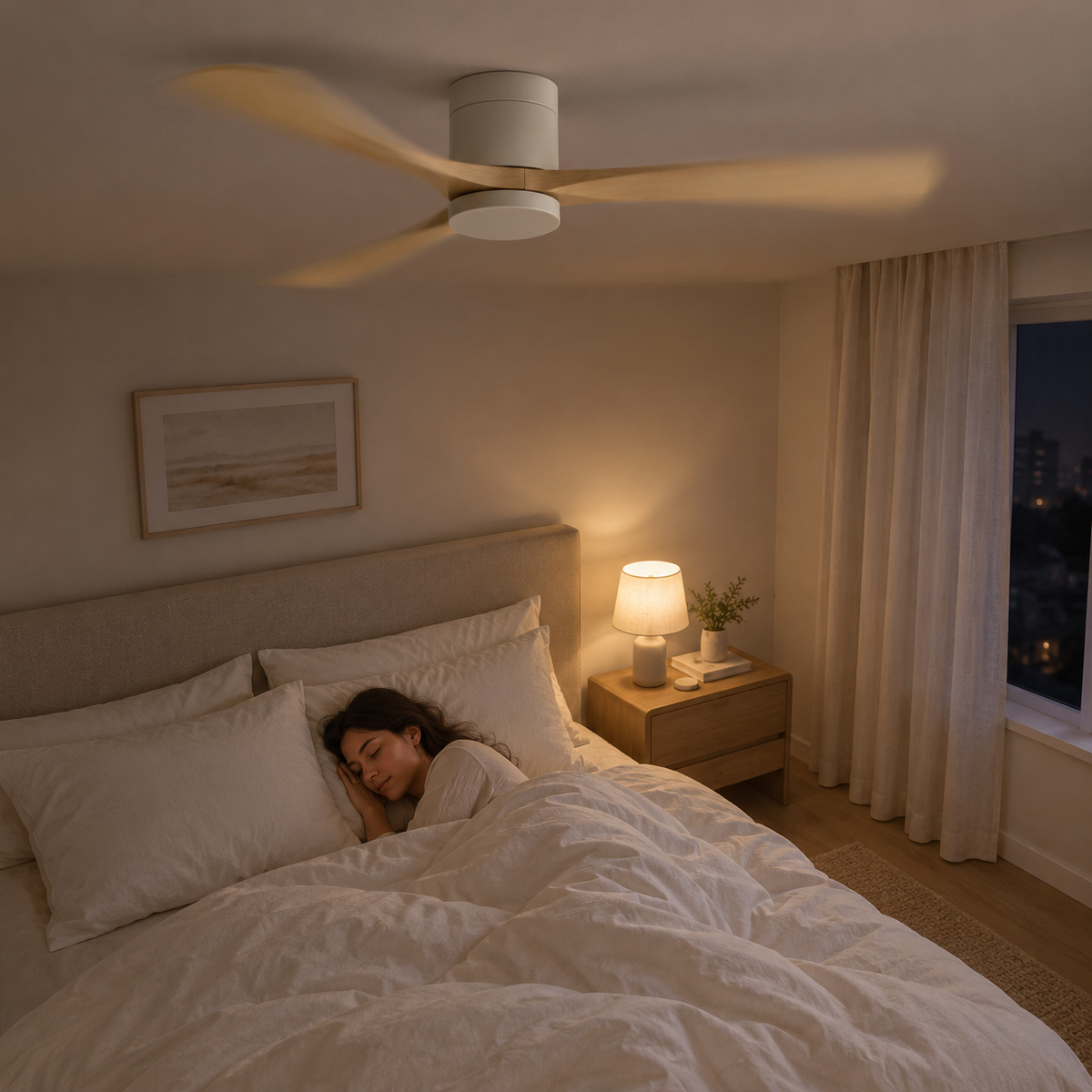 38/56inch Low Floor Ceiling Fan Light 3 Blades DC Motor Remote Control LED Lights for Restaurant Coffee Shop Home Hotel Office - Image 2 Image