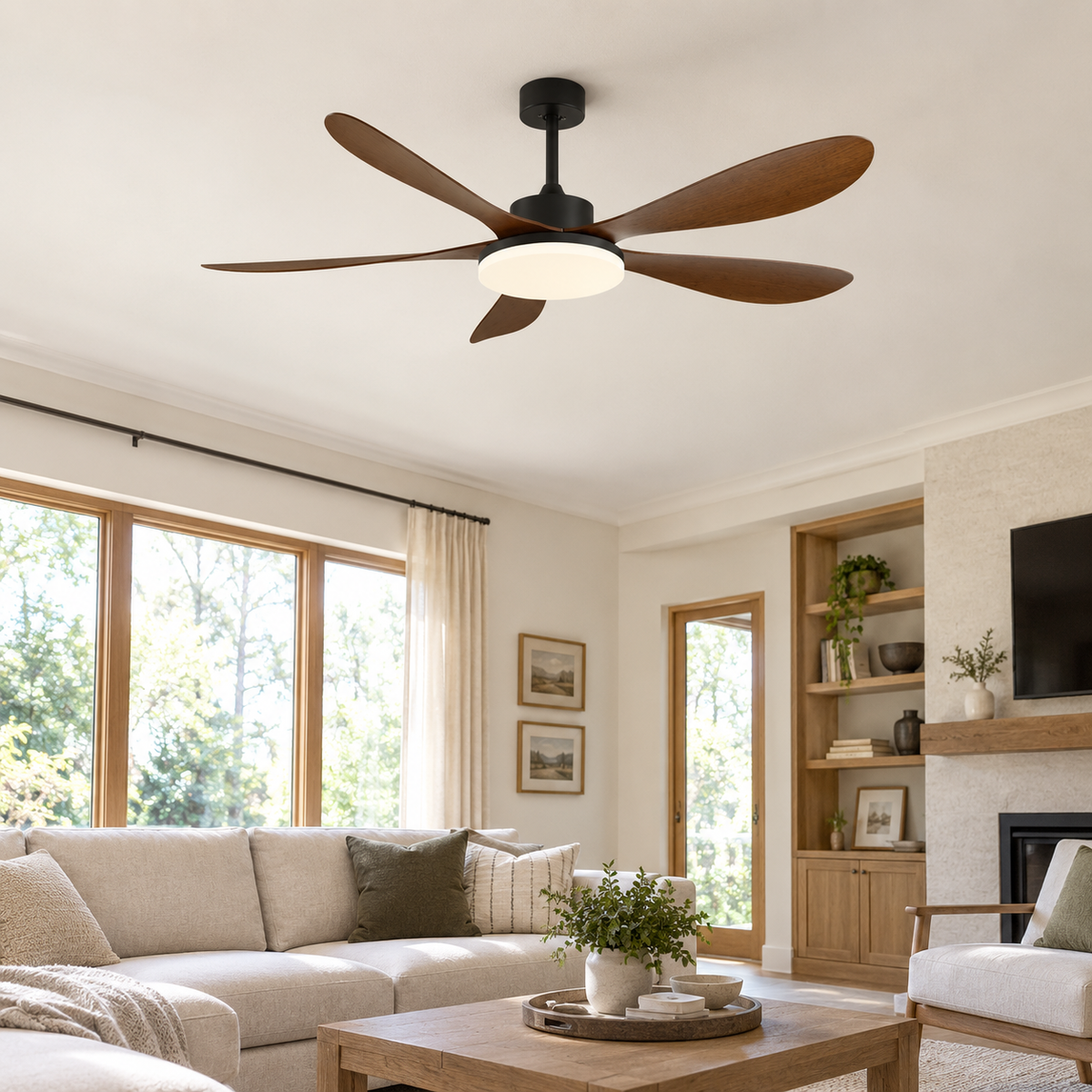 40/46/56inch 5 Blade DC Motor Ceiling Fan with Light and Remote Control for Living Room/Bed Room/Office/Coffee - Salon