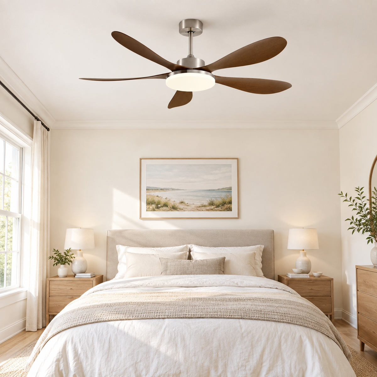40/46/56inch 5 Blade DC Motor Ceiling Fan with Light and Remote Control for Living Room/Bed Room/Office/Coffee - Chambre