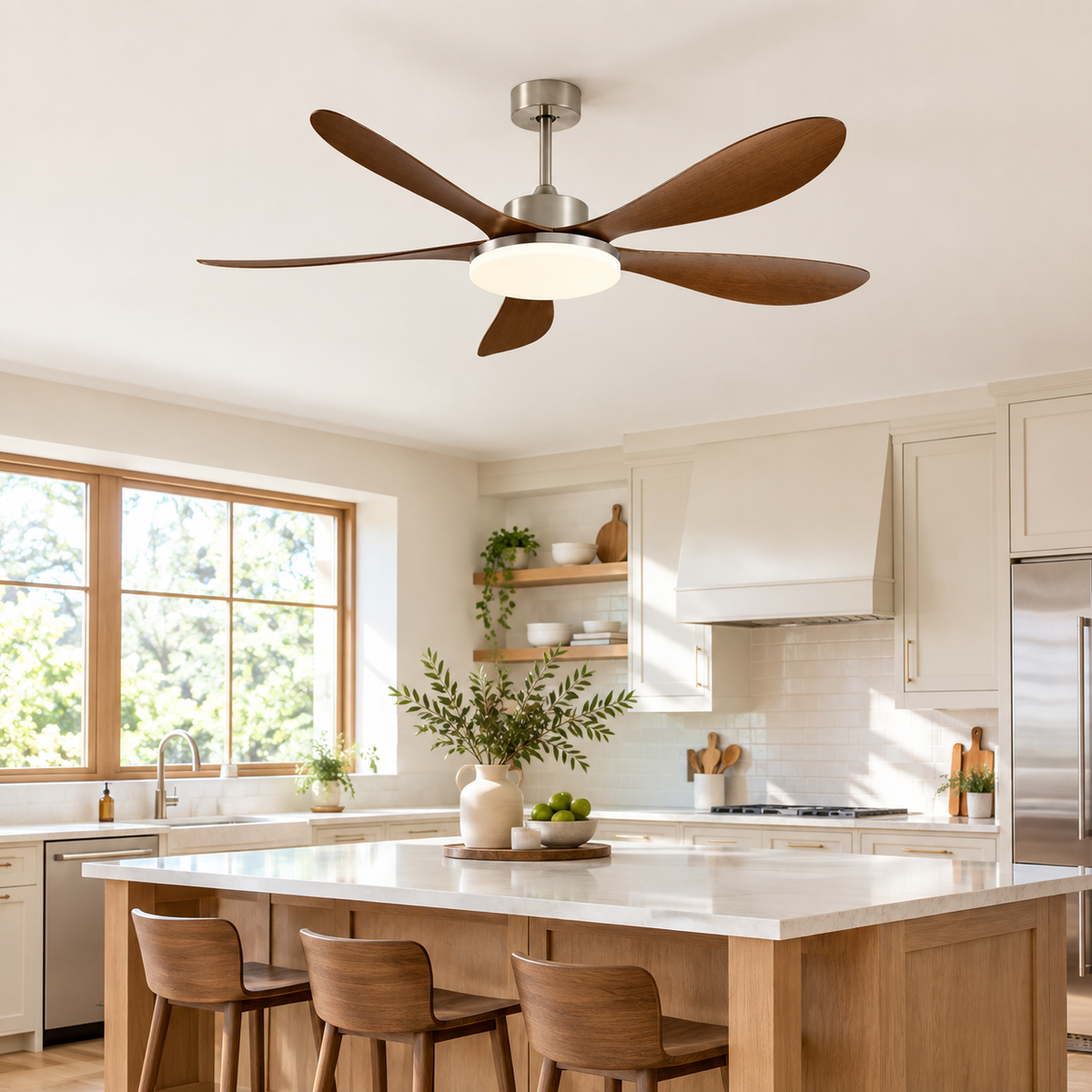 40/46/56inch 5 Blade DC Motor Ceiling Fan with Light and Remote Control for Living Room/Bed Room/Office/Coffee - Cuisine