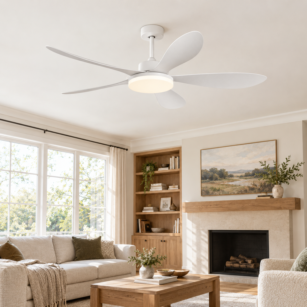40/46/56inch 5 Blade DC Motor Ceiling Fan with Light and Remote Control for Living Room/Bed Room/Office/Coffee - Salon