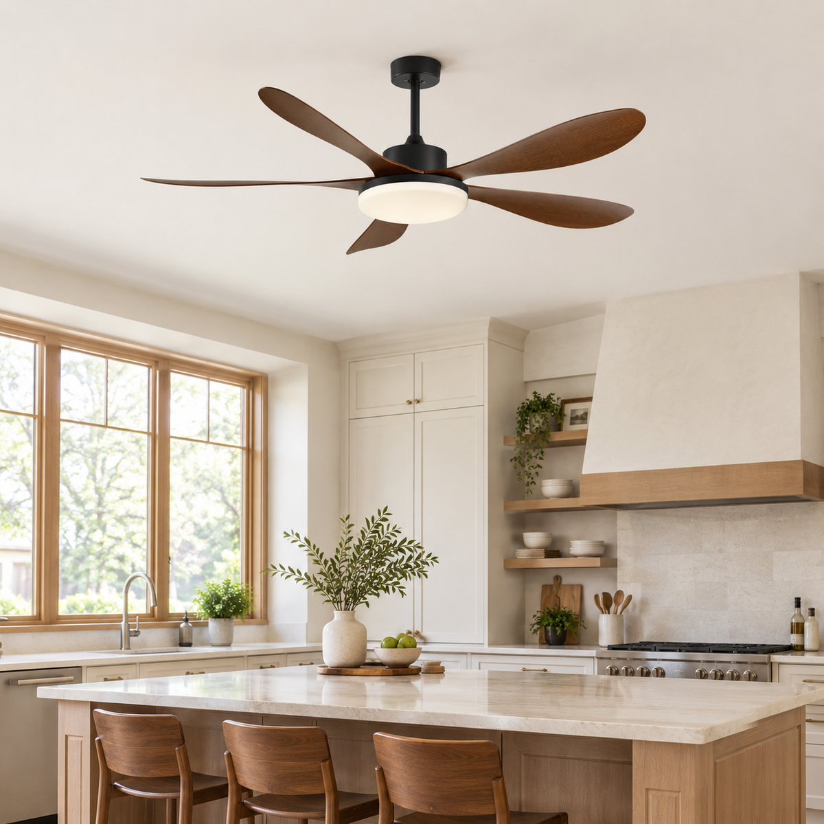 40/46/56inch 5 Blade DC Motor Ceiling Fan with Light and Remote Control for Living Room/Bed Room/Office/Coffee - Cuisine