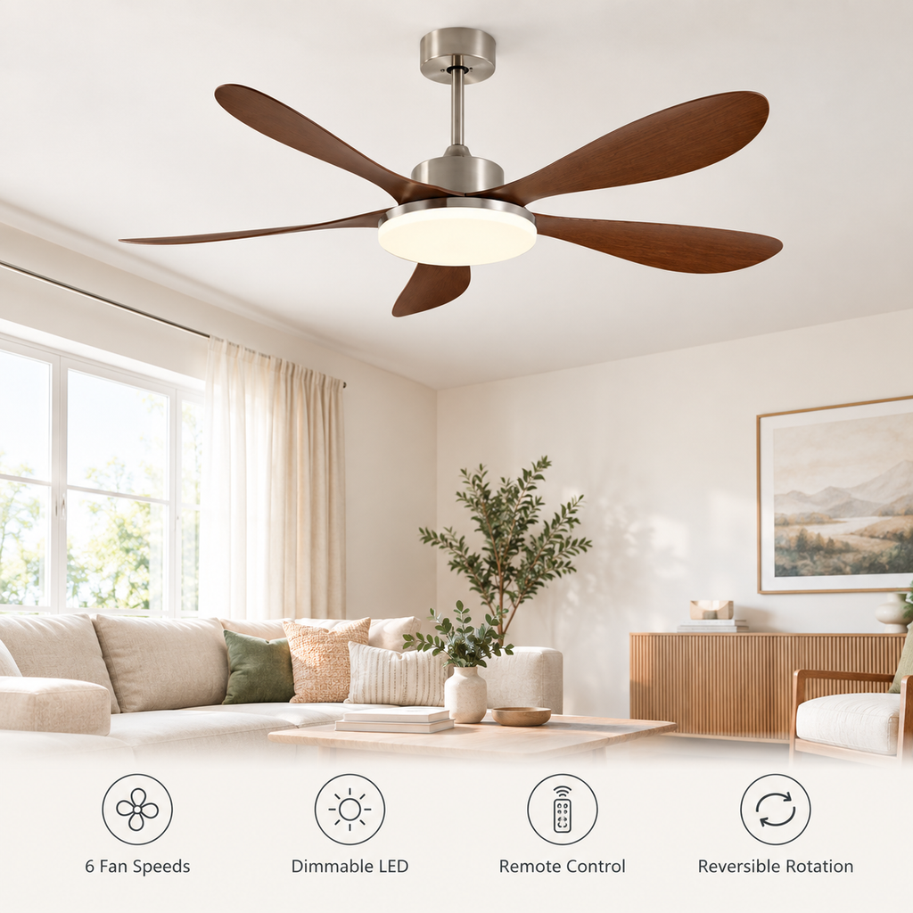 40/46/56inch 5 Blade DC Motor Ceiling Fan with Light and Remote Control for Living Room/Bed Room/Office/Coffee - Fonctionnalitées