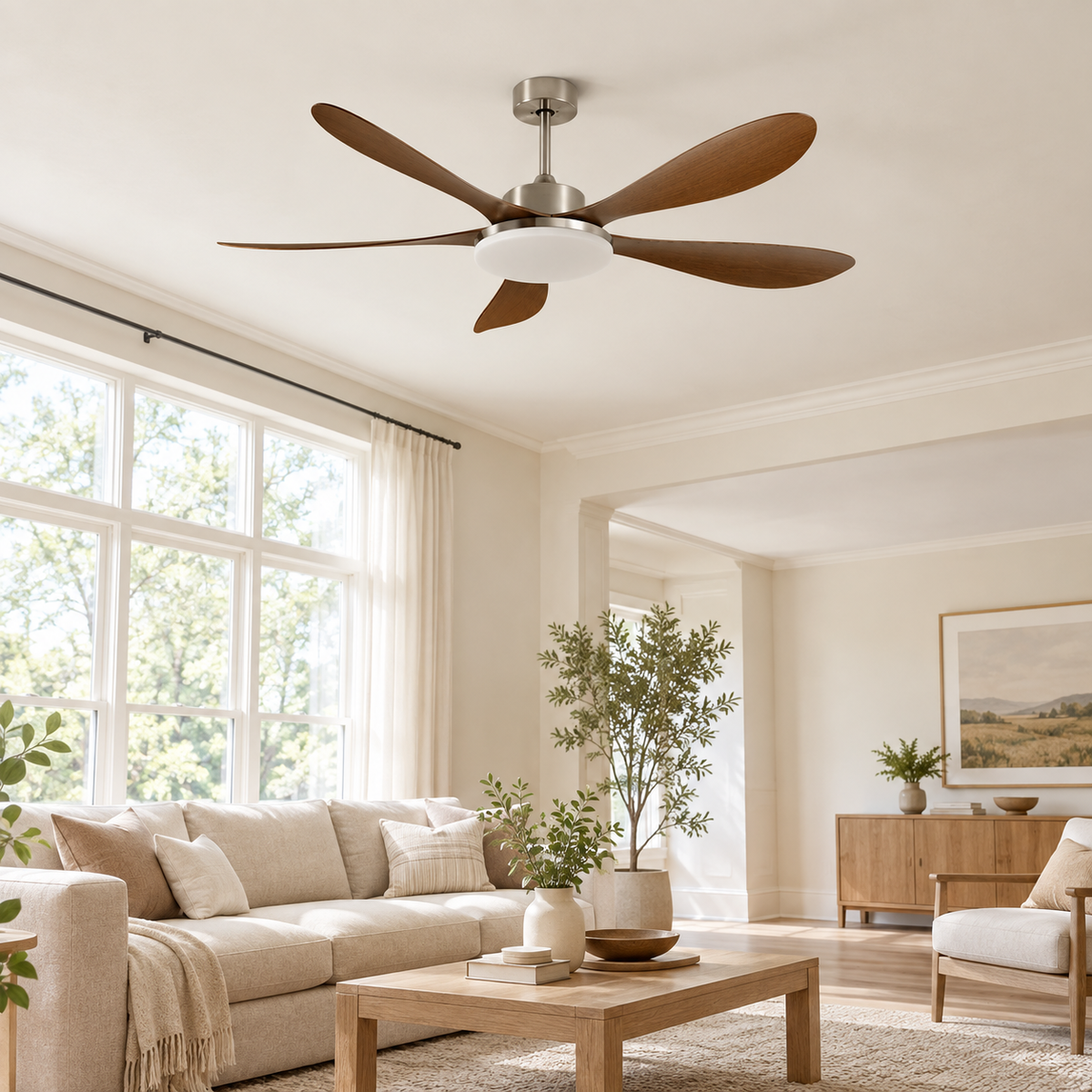 40/46/56inch 5 Blade DC Motor Ceiling Fan with Light and Remote Control for Living Room/Bed Room/Office/Coffee - Image 1 Image