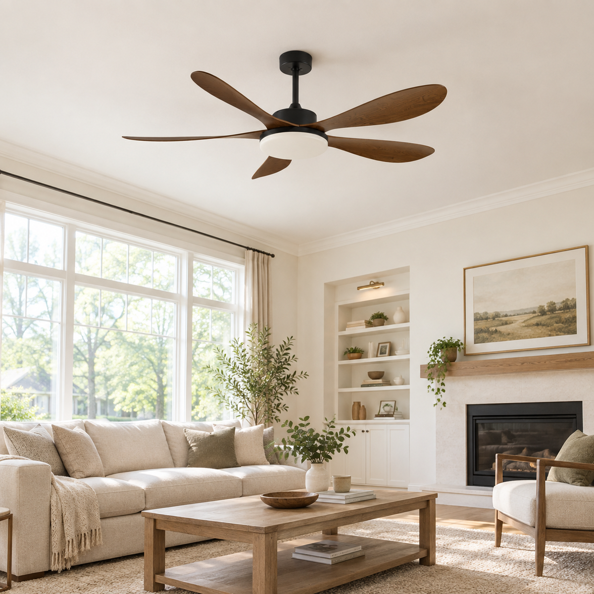 40/46/56inch 5 Blade DC Motor Ceiling Fan with Light and Remote Control for Living Room/Bed Room/Office/Coffee - Image 1 Image