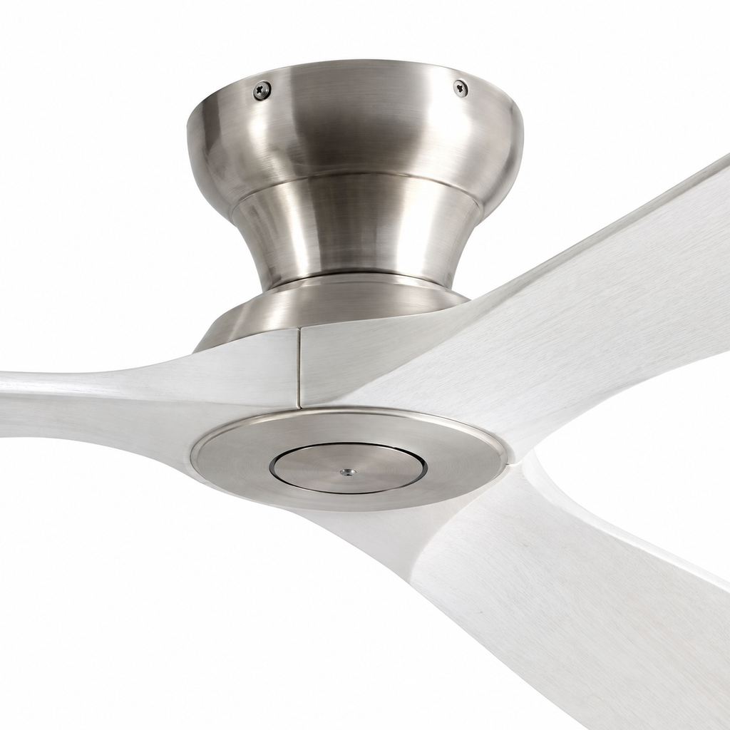 42/52/60 Inch Low Floor Ceiling Fan 3 Wooden Blade DC Motor Electric Fan with Remote Control for Living Room Dining Room Bedroom - Close up 1