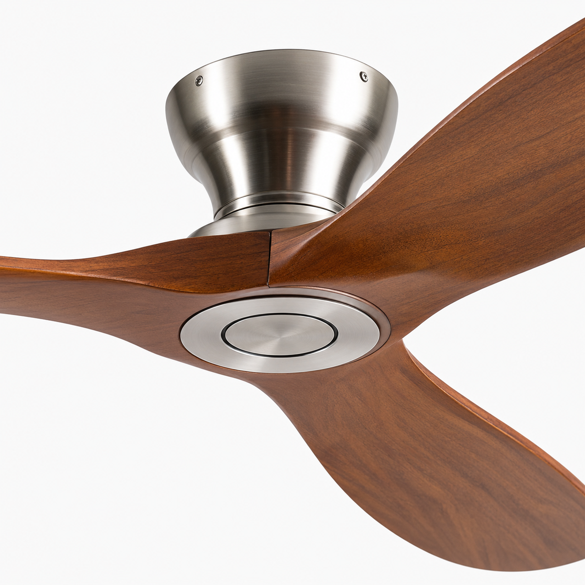 42/52/60 Inch Low Floor Ceiling Fan 3 Wooden Blade DC Motor Electric Fan with Remote Control for Living Room Dining Room Bedroom - Close up 1