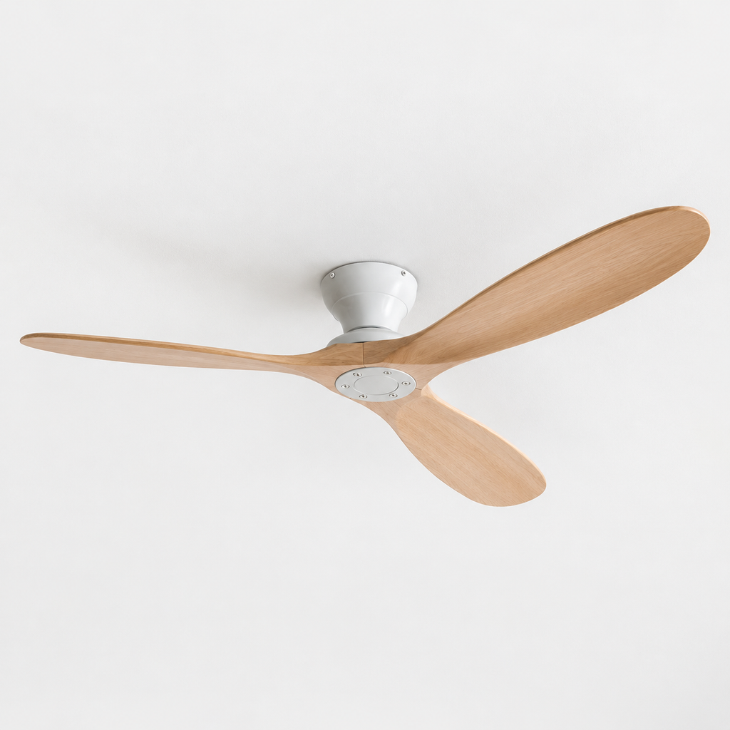 42/52/60 Inch Low Floor Ceiling Fan 3 Wooden Blade DC Motor Electric Fan with Remote Control for Living Room Dining Room Bedroom - Packshot