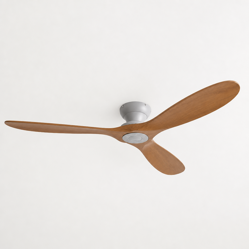 42/52/60 Inch Low Floor Ceiling Fan 3 Wooden Blade DC Motor Electric Fan with Remote Control for Living Room Dining Room Bedroom - Packshot