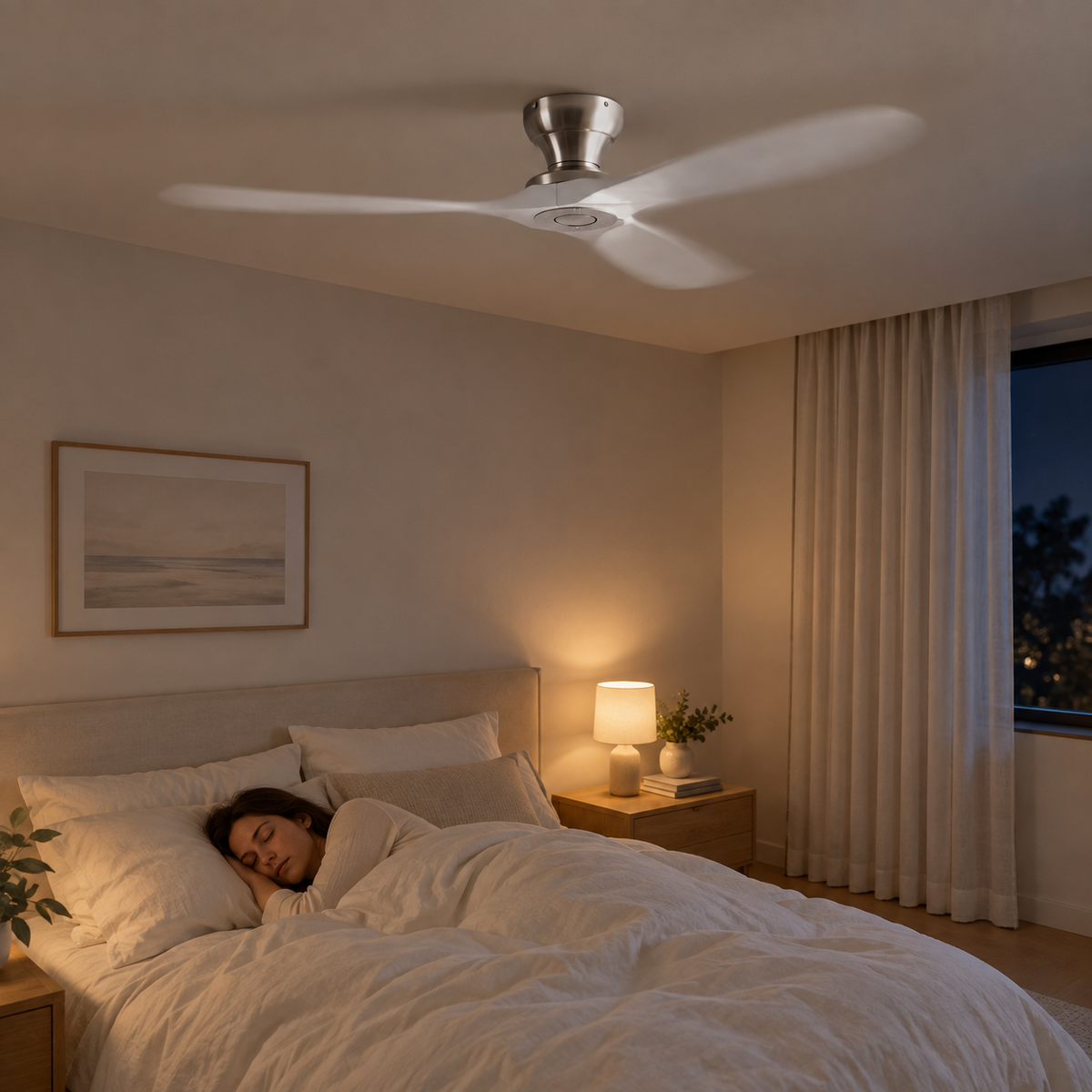 42/52/60 Inch Low Floor Ceiling Fan 3 Wooden Blade DC Motor Electric Fan with Remote Control for Living Room Dining Room Bedroom - Image 2 Image