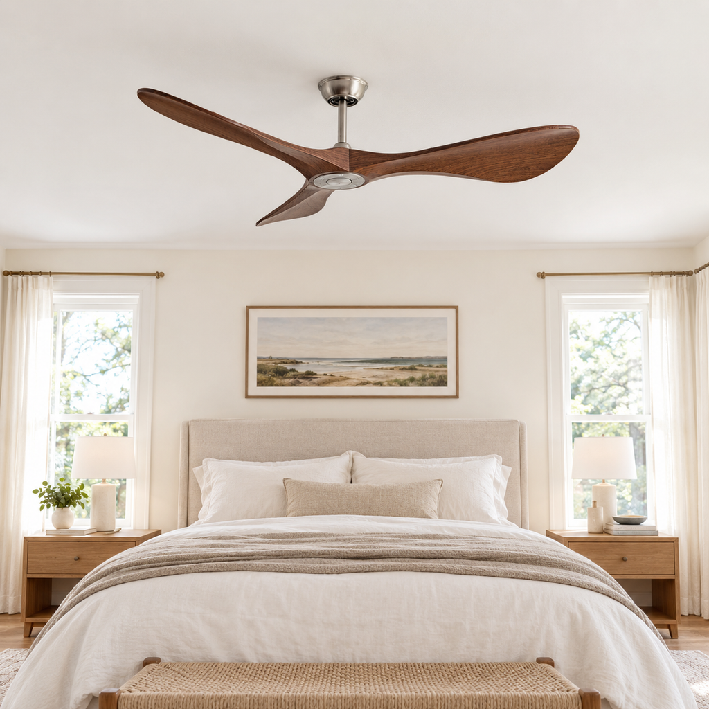 42/52/60Inch Strong Blade DC Motor Ceiling Fan with Light and Remote - 6-Speed Silent Deal NO Light for Low Ceilings for Bedroom - Chambre