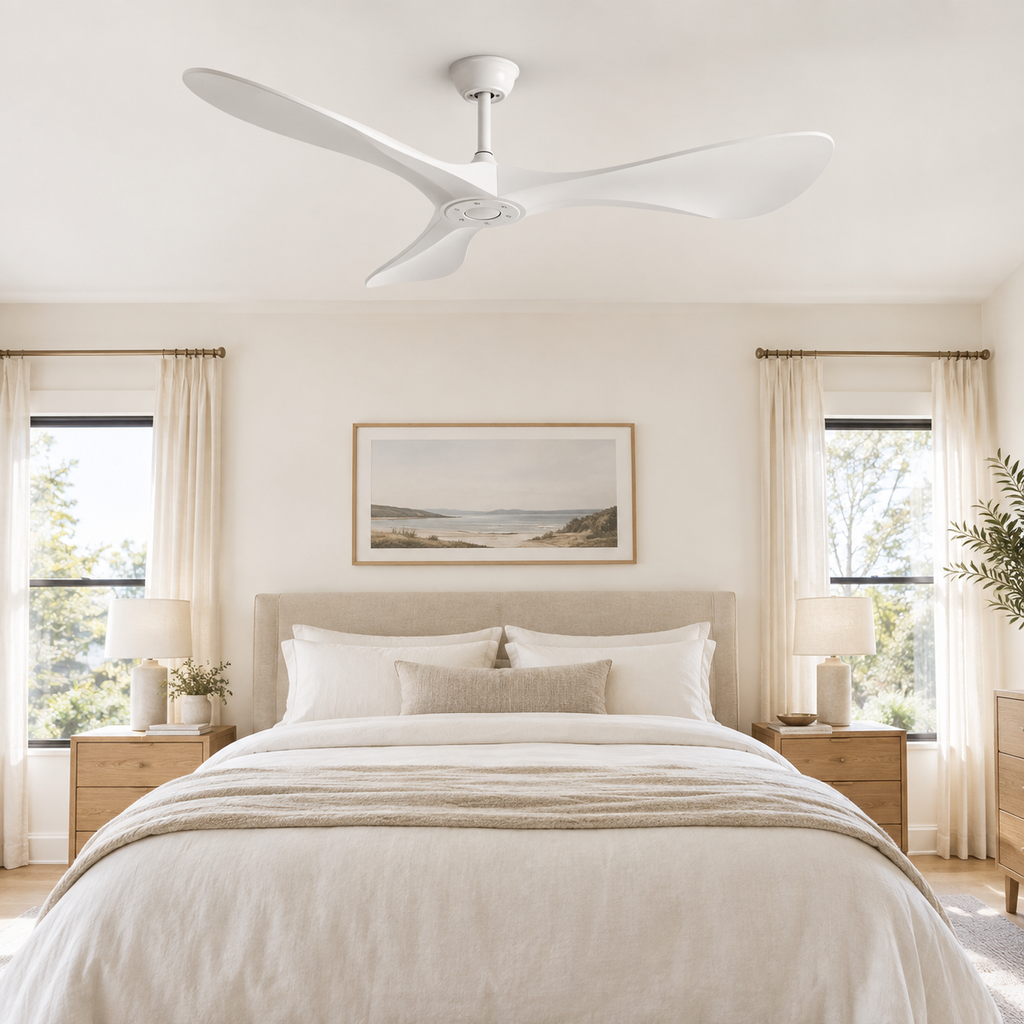 42/52/60Inch Strong Blade DC Motor Ceiling Fan with Light and Remote - 6-Speed Silent Deal NO Light for Low Ceilings for Bedroom - Chambre