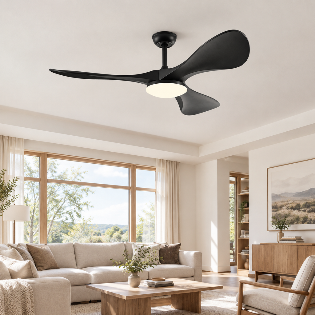 42/52/60Inch Strong Blade DC Motor Ceiling Fan with Light and Remote - 6-Speed Silent Deal NO Light for Low Ceilings for Bedroom - Salon