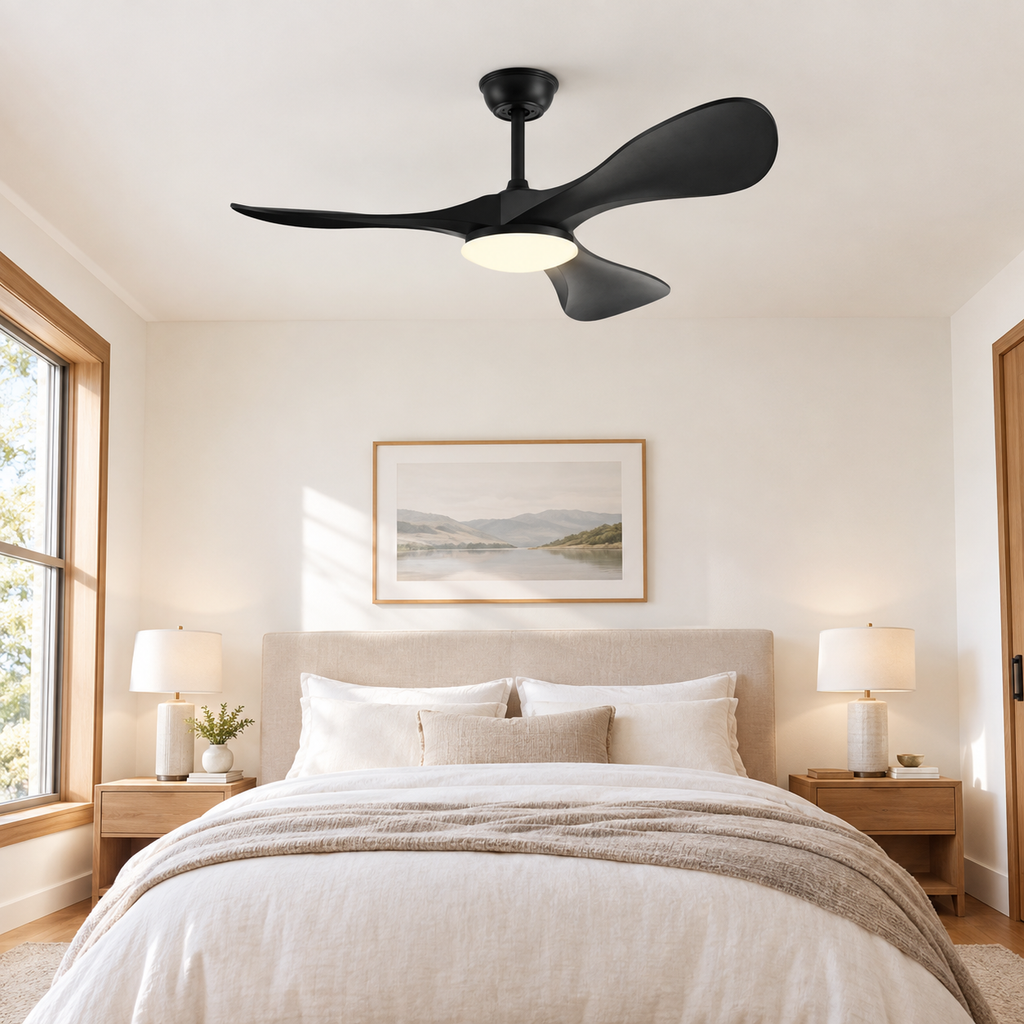 42/52/60Inch Strong Blade DC Motor Ceiling Fan with Light and Remote - 6-Speed Silent Deal NO Light for Low Ceilings for Bedroom - Chambre