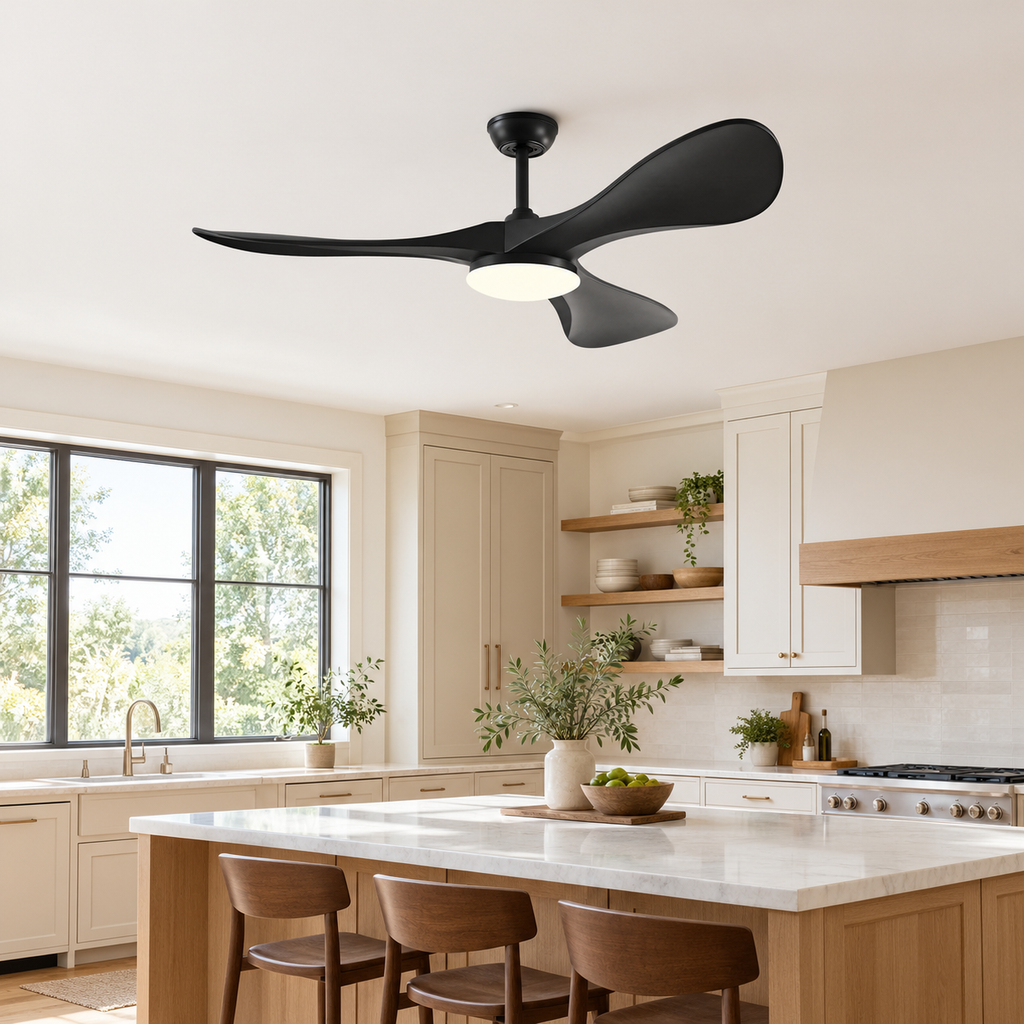 42/52/60Inch Strong Blade DC Motor Ceiling Fan with Light and Remote - 6-Speed Silent Deal NO Light for Low Ceilings for Bedroom - Cuisine