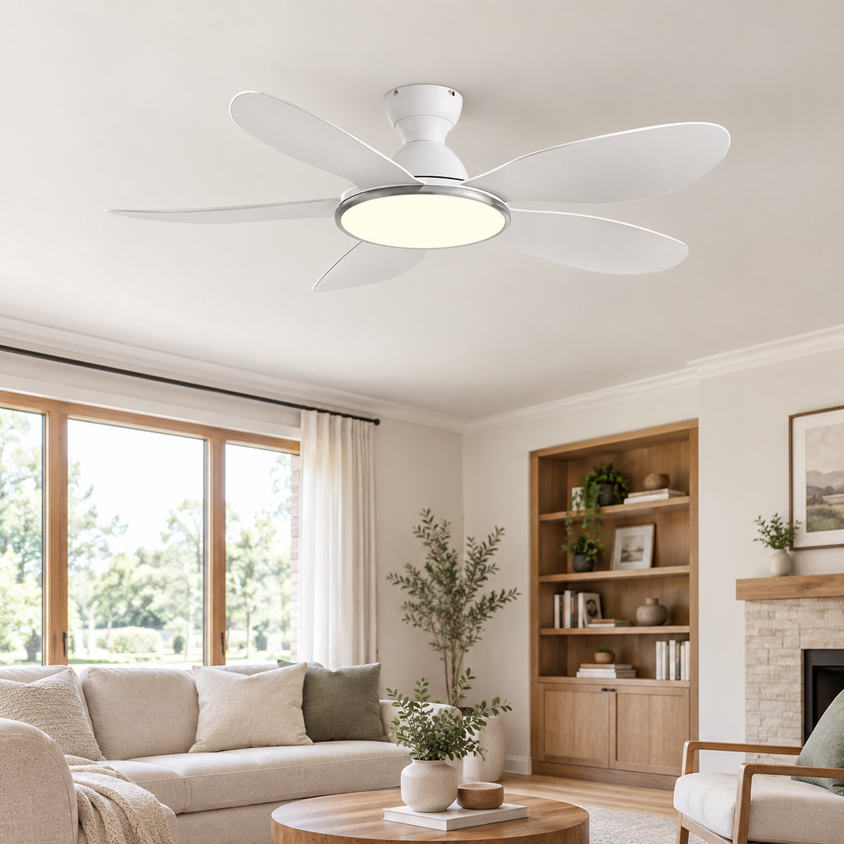 42/52inch Modern LED 60W Low Floor DC Motor 35W Ceiling Fans With Remote Control Simple Ceiling Fan With Light Home Fan 220V - Salon