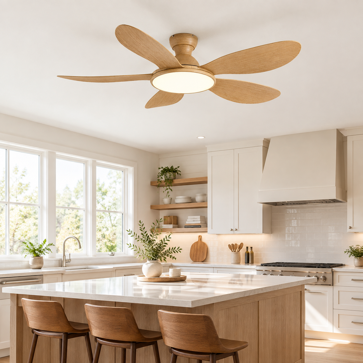 42/52inch Modern LED 60W Low Floor DC Motor 35W Ceiling Fans With Remote Control Simple Ceiling Fan With Light Home Fan 220V - Cuisine