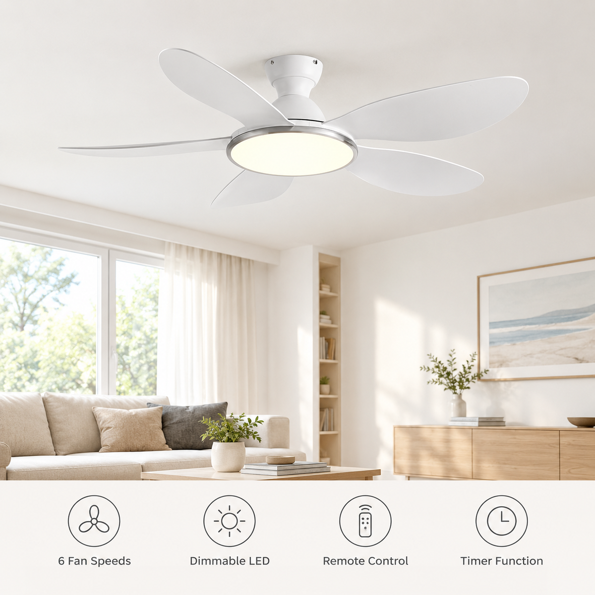 42/52inch Modern LED 60W Low Floor DC Motor 35W Ceiling Fans With Remote Control Simple Ceiling Fan With Light Home Fan 220V - Fonctionnalitées