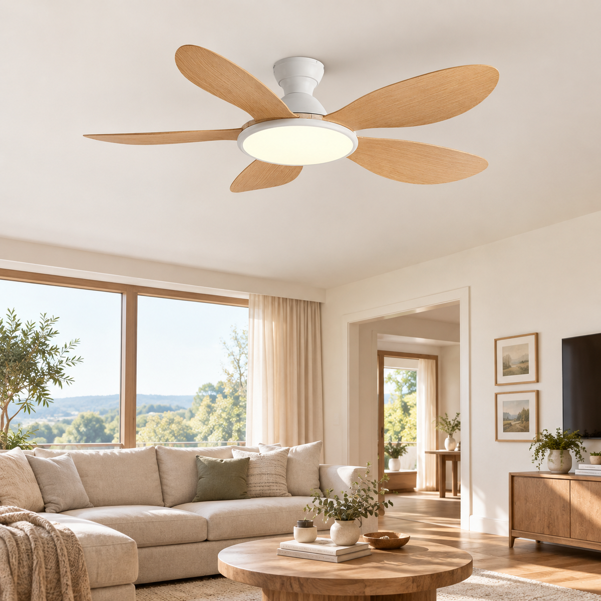 42/52inch Modern LED 60W Low Floor DC Motor 35W Ceiling Fans With Remote Control Simple Ceiling Fan With Light Home Fan 220V - Salon