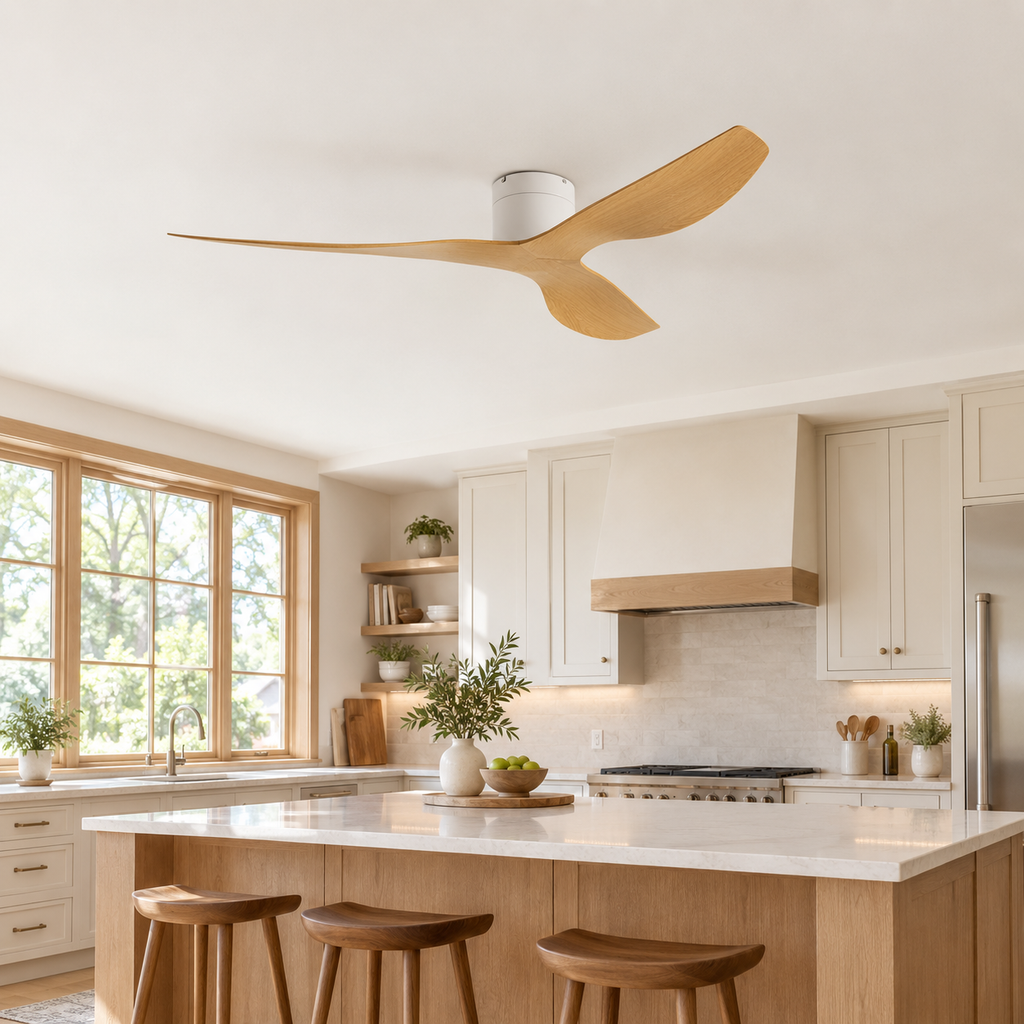 45/52 inch Modern Stylish LED Ceiling Fan with Light Remote Control 3 Blades Quiet Modern Design for Living Room Bedroom - Cuisine