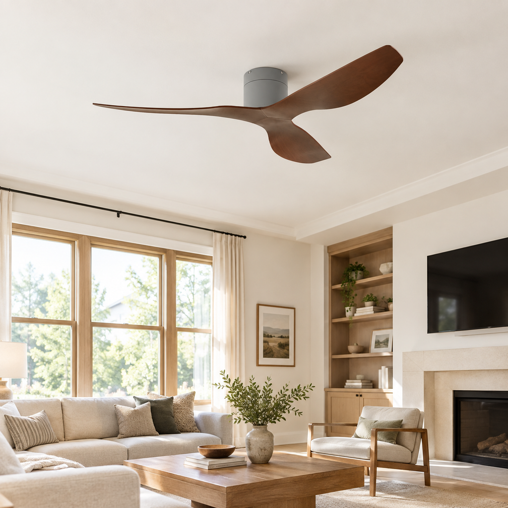 45/52 inch Modern Stylish LED Ceiling Fan with Light Remote Control 3 Blades Quiet Modern Design for Living Room Bedroom - Salon