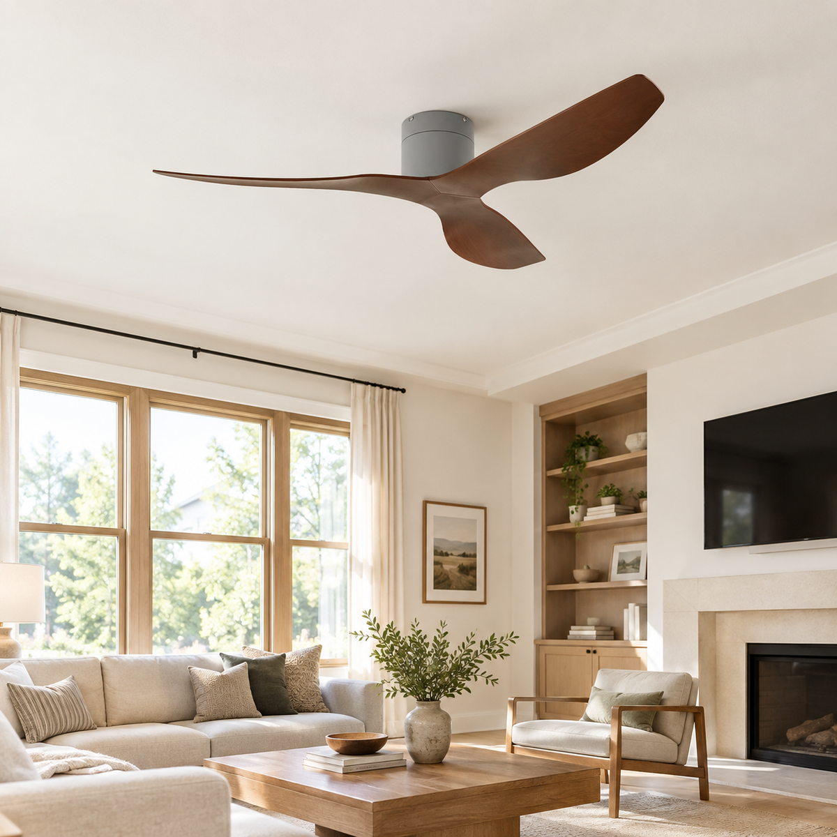 45/52 inch Modern Stylish LED Ceiling Fan with Light Remote Control 3 Blades Quiet Modern Design for Living Room Bedroom - Salon