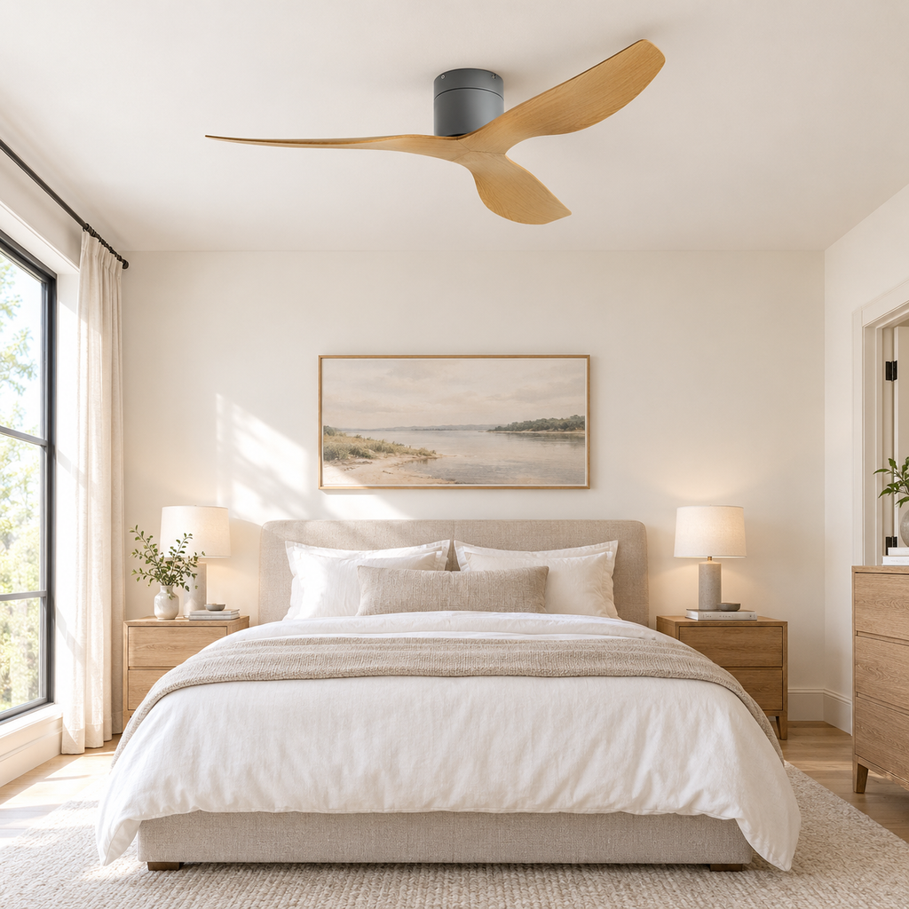 45/52 inch Modern Stylish LED Ceiling Fan with Light Remote Control 3 Blades Quiet Modern Design for Living Room Bedroom - Chambre