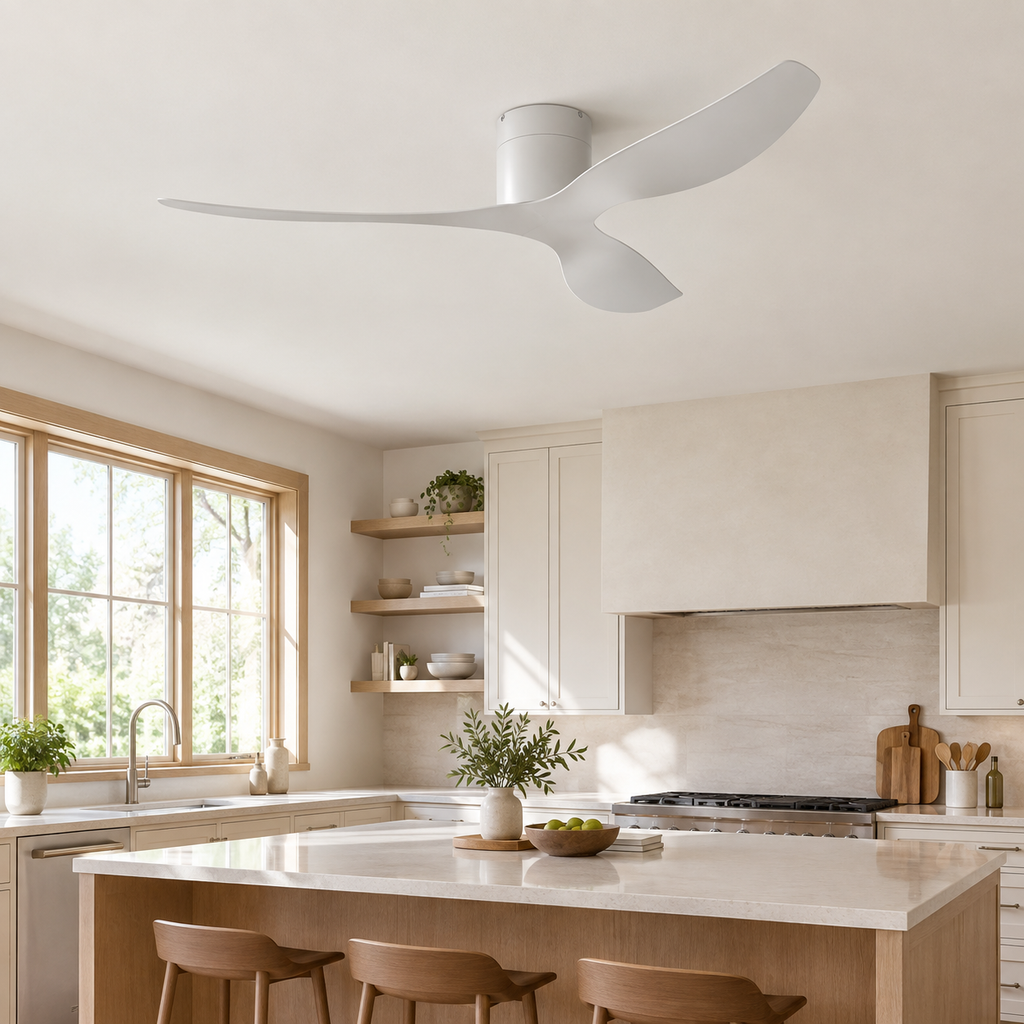45/52 inch Modern Stylish LED Ceiling Fan with Light Remote Control 3 Blades Quiet Modern Design for Living Room Bedroom - Cuisine